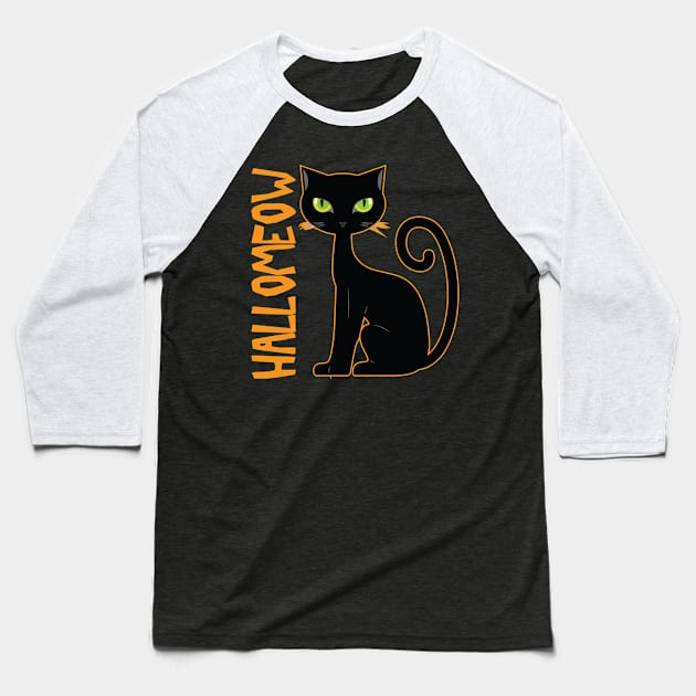 Hallomeow Cat TShirt Halloween Cat Shirt for Cat Lover Baseball T-Shirt by ChristianCrecenzio